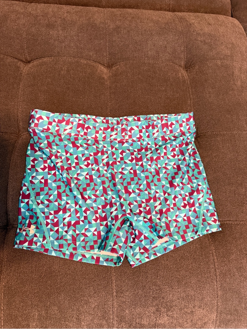 Under Armour Geometric Print Women’s Active Shorts in Teal and Purple